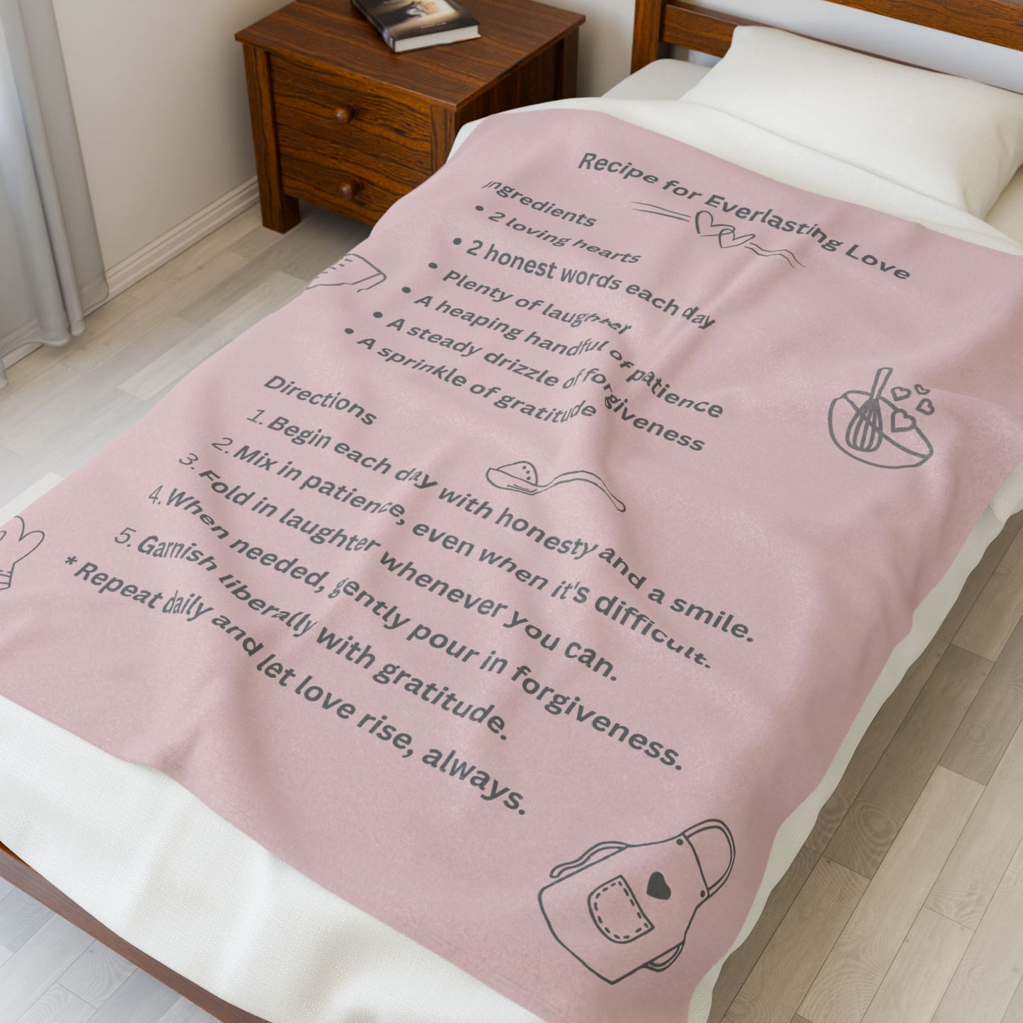RECIPE FOR LOVE- Soft Throw Blanket (Blossom Blush)