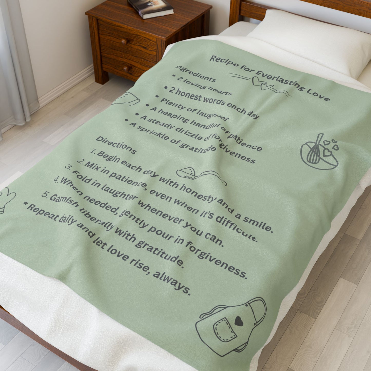 RECIPE FOR LOVE- Soft Throw Blanket (Fern Green)