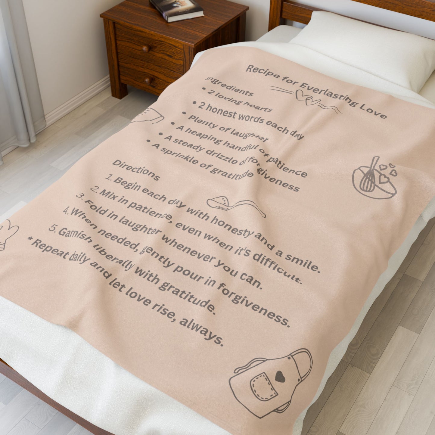 RECIPE FOR LOVE- Soft Throw Blanket (Warm Sand)