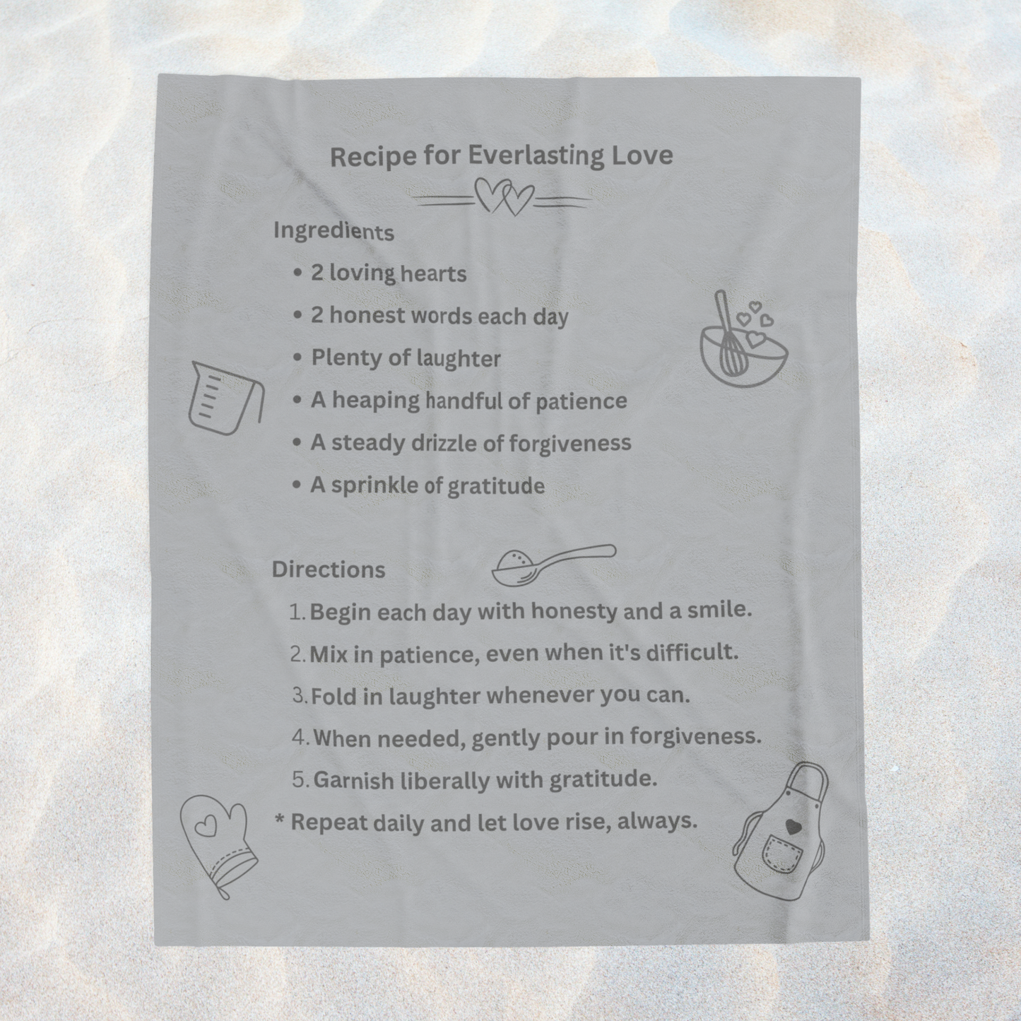 RECIPE FOR LOVE- Soft Throw Blanket (Lunar Dust)
