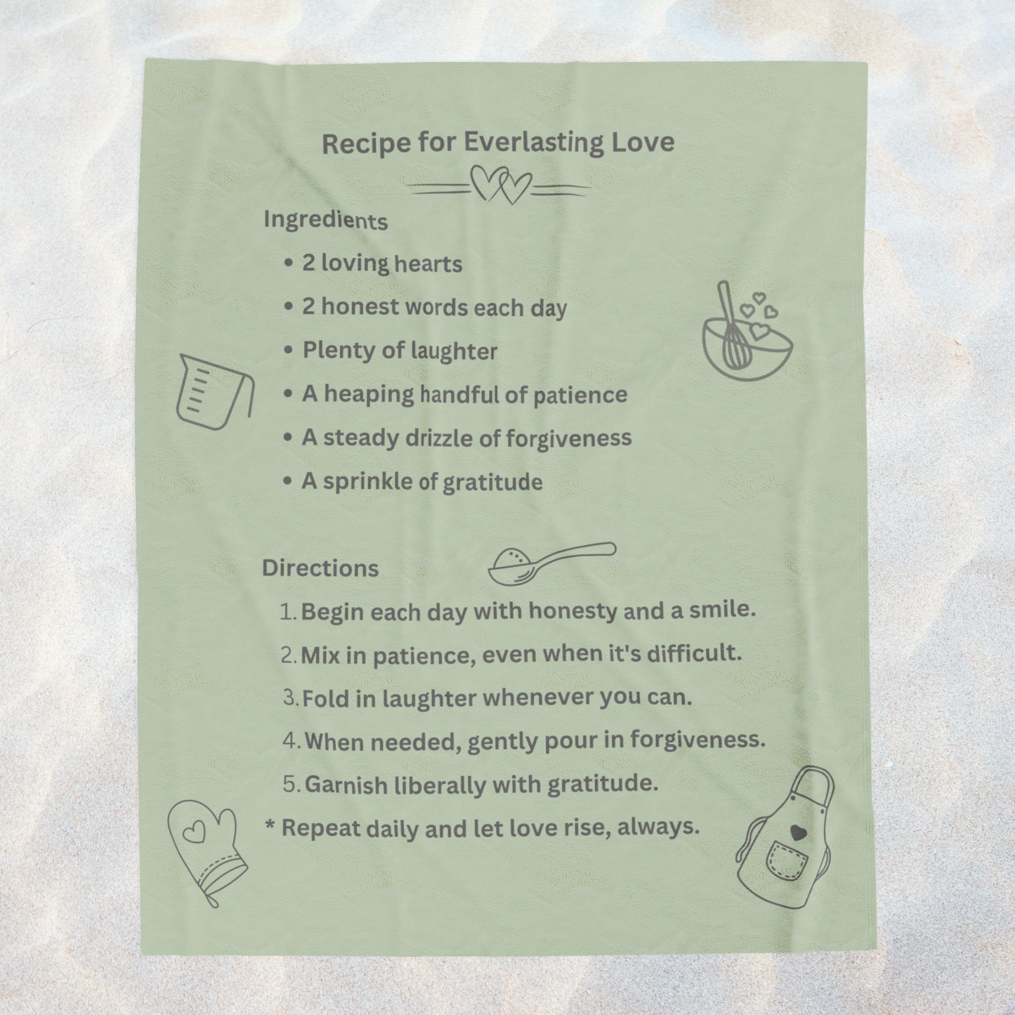 RECIPE FOR LOVE- Soft Throw Blanket (Fern Green)