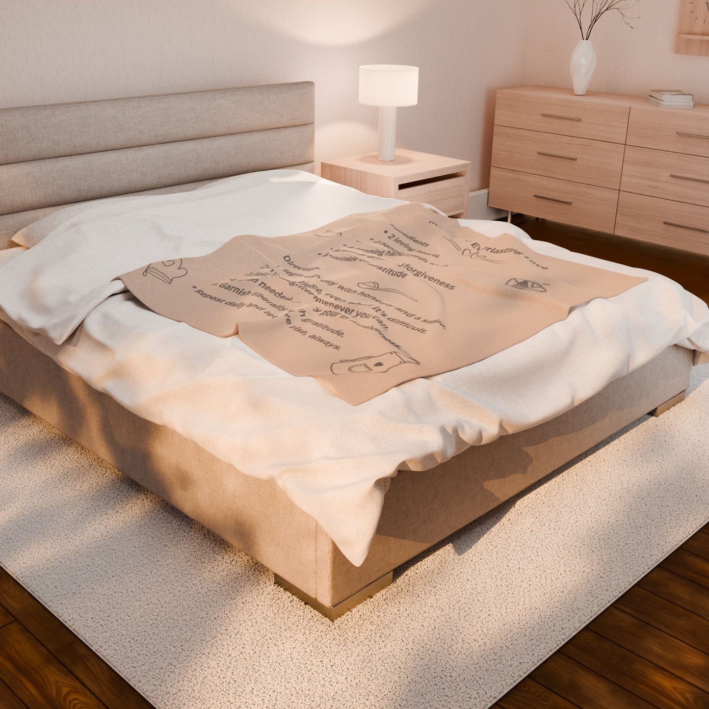 RECIPE FOR LOVE- Soft Throw Blanket (Warm Sand)