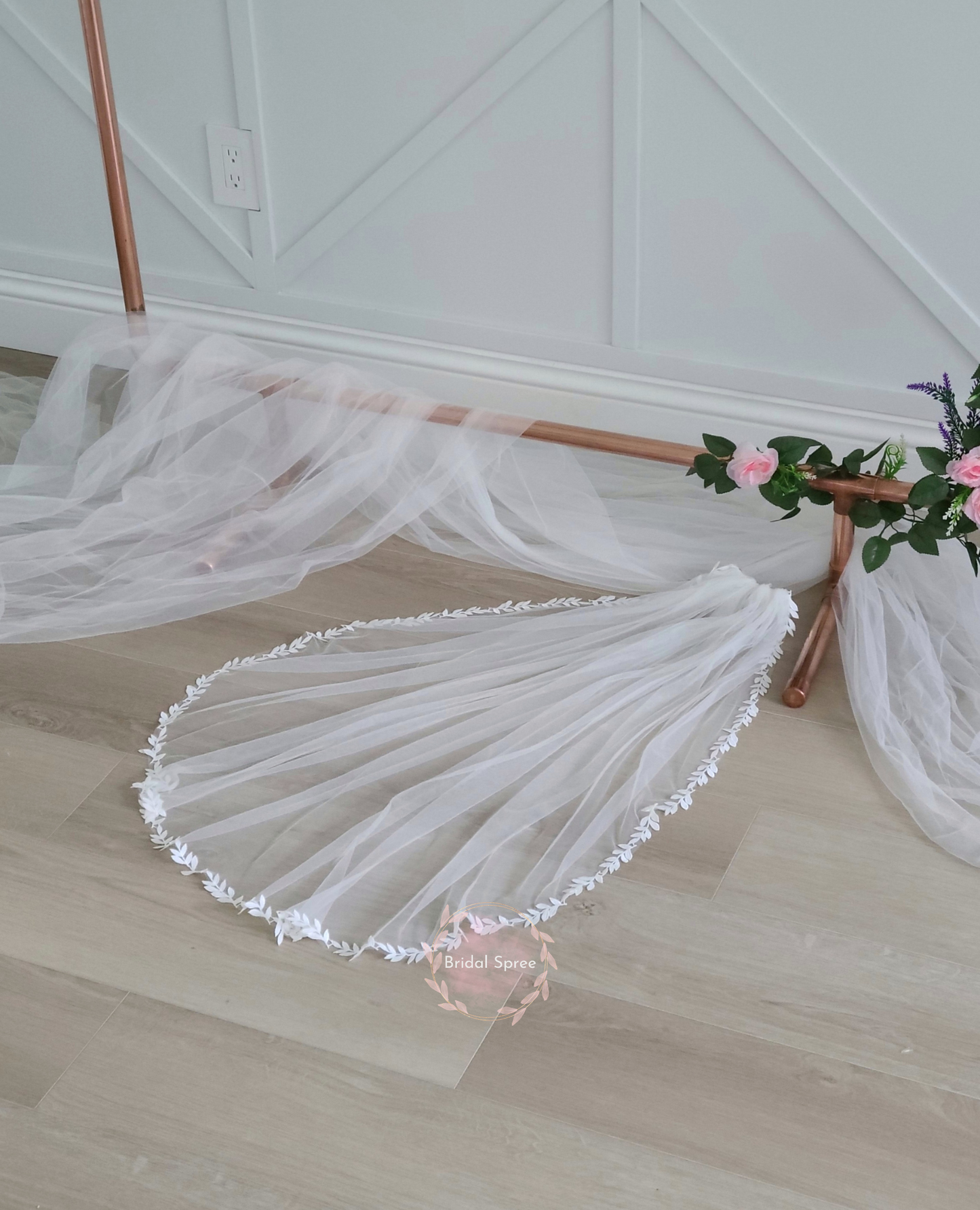Boho Lace Fingertip Waist Veil sold by Bridal spree canada usa