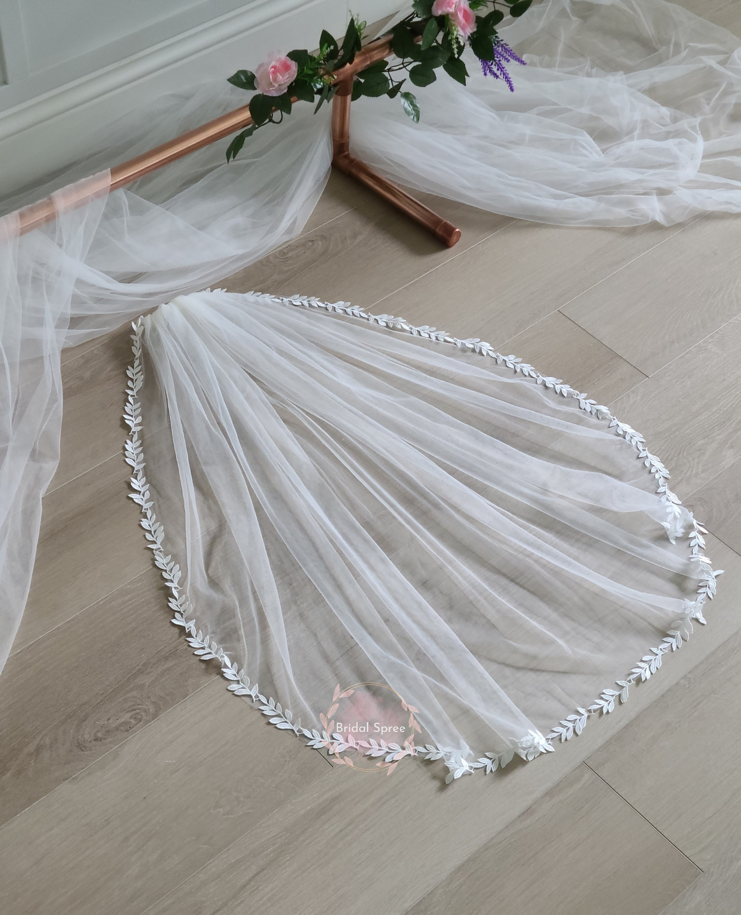 Boho Lace Fingertip Waist Veil sold by Bridal spree canada usa