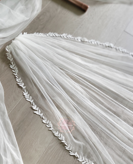 Boho Vine Lace Fingertip Wedding Veil sold by Bridal Spree Canada USA