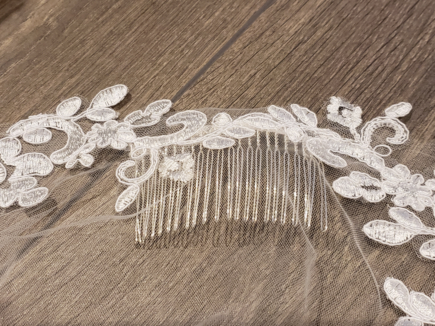 Mantilla lace cathedral veil comb