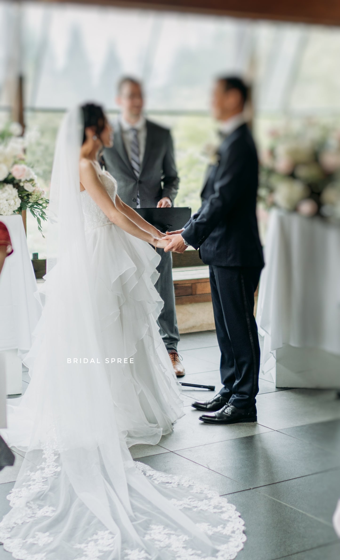 Bride's veil look with Bridal Spree's stunning and intricate lace cathedral veil